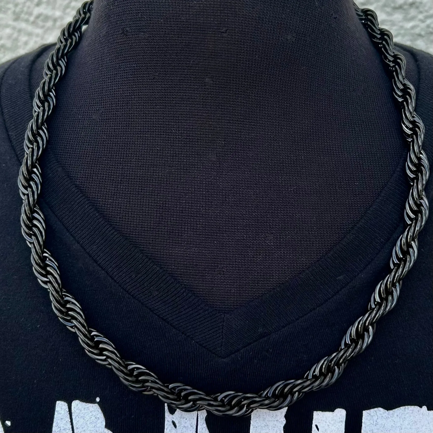 10MM Rope Chain Necklace - Black - TR02