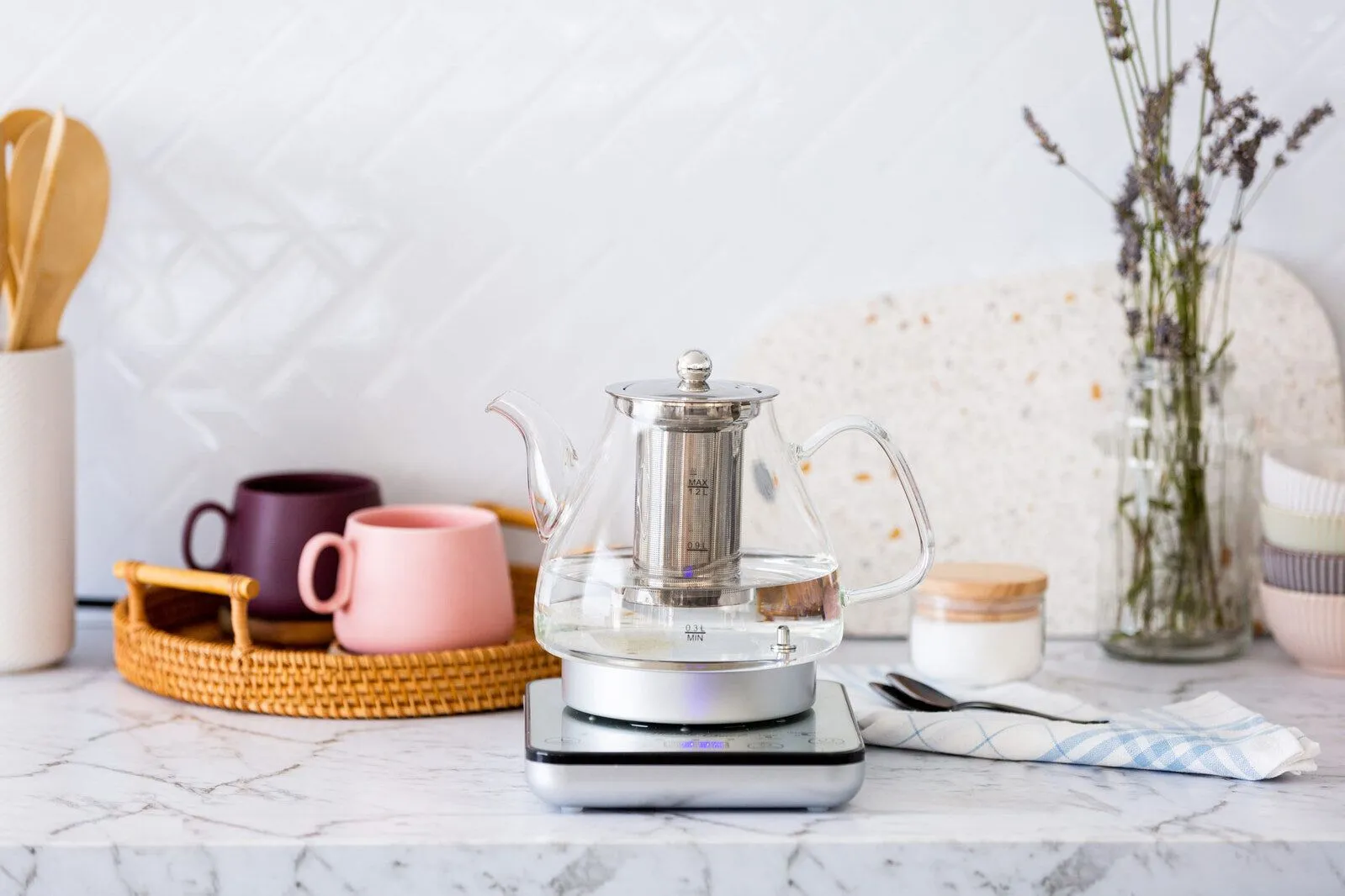 1.2L Digital Glass Kettle 800W Electric with Tea Infuser