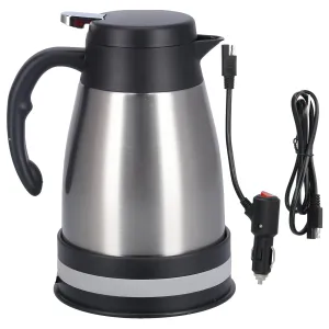 1300ml 24V car electric kettle stainless steel car kettle boiler cigarette lighter heating kettle mug electric travel warmer DC electric car teapot portable tea coffee water heater[silbrig]