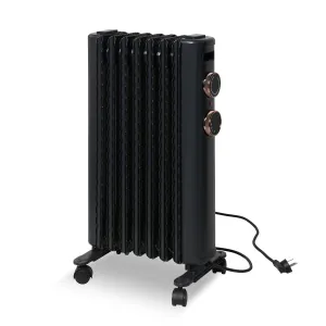 1500W Portable Electric Radiator Oil Filled Heater With 3 Heating Modes, Adjustable Thermostat, Matte Black