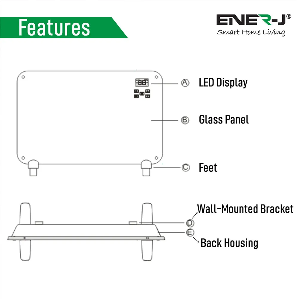 2000W Smart WIFI Electrical Wall Heater, Smart Space Heater Panel with Digital Thermostat & LED Display, Tempered Glass 2000W Heater, The Most Silent Economic & Energy Efficient