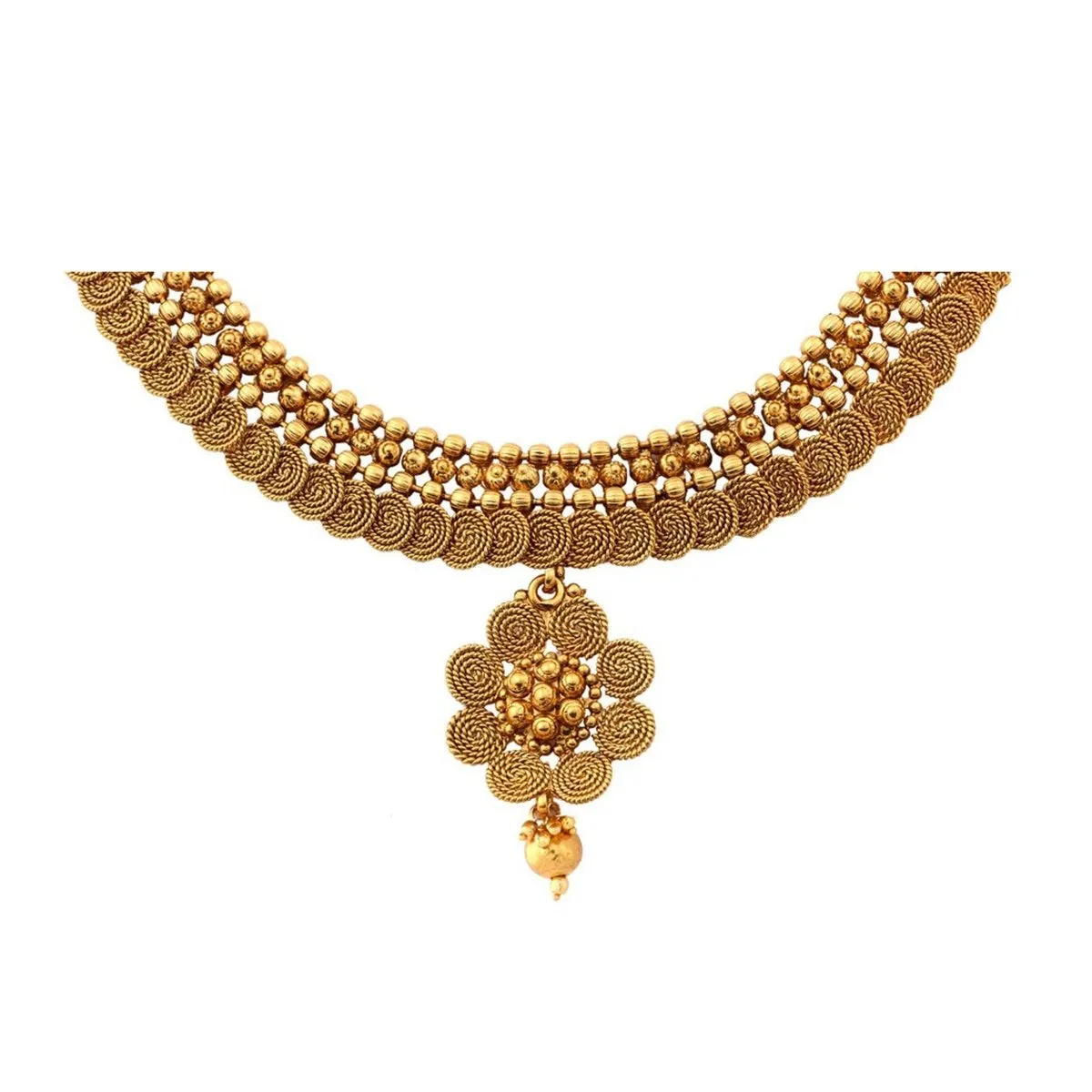 22K Gold Plated Traditional Necklace Earring Set For Women