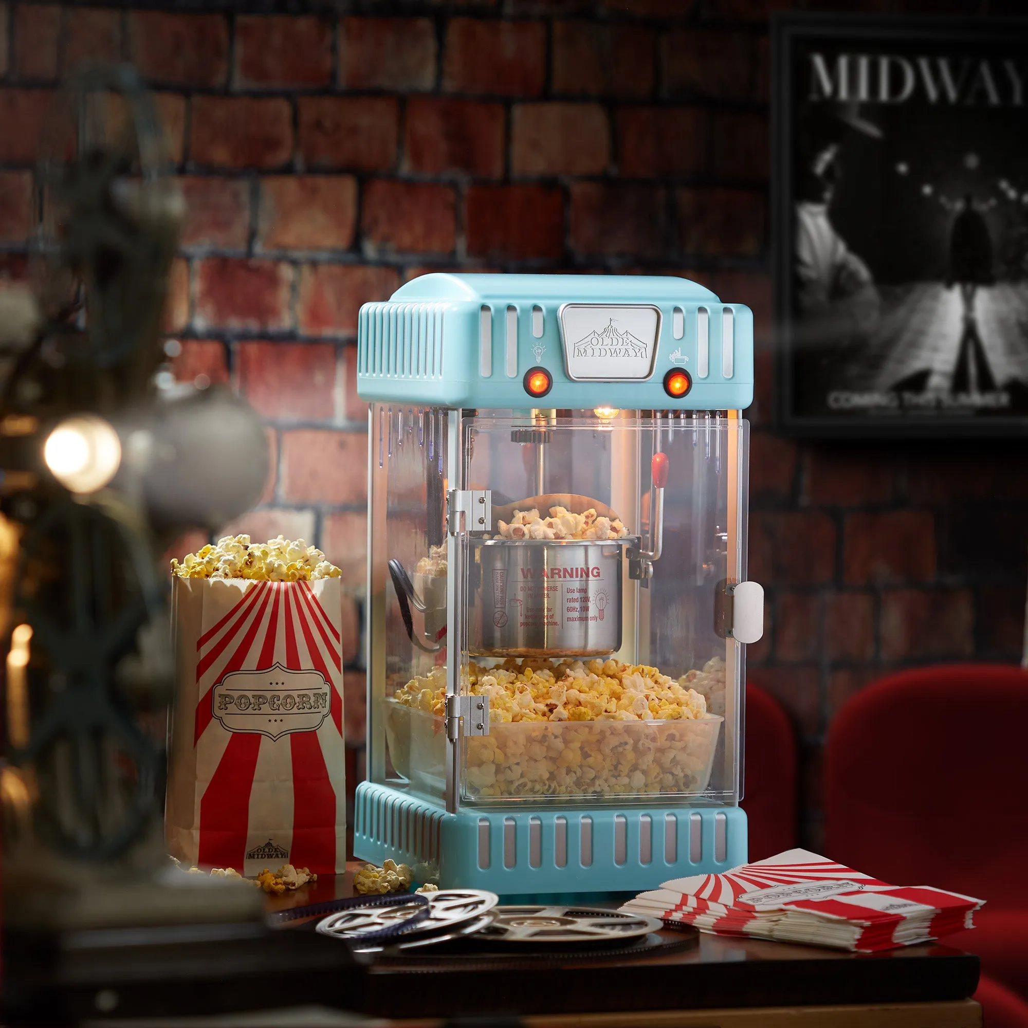 2.5 oz. Retro-Style Popcorn Machine, Blue