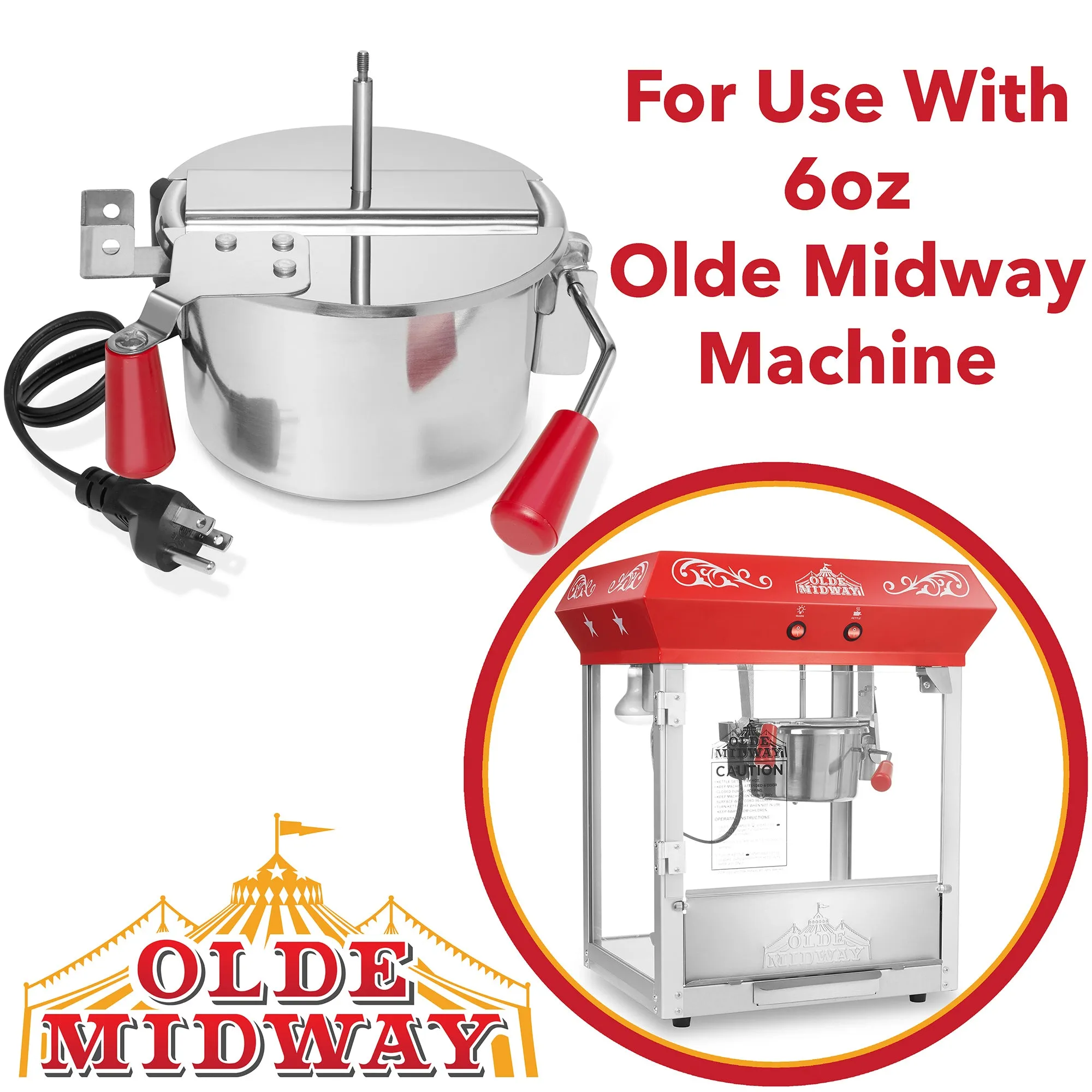 6-Ounce Popcorn Replacement Kettle for Olde Midway Popcorn Machines