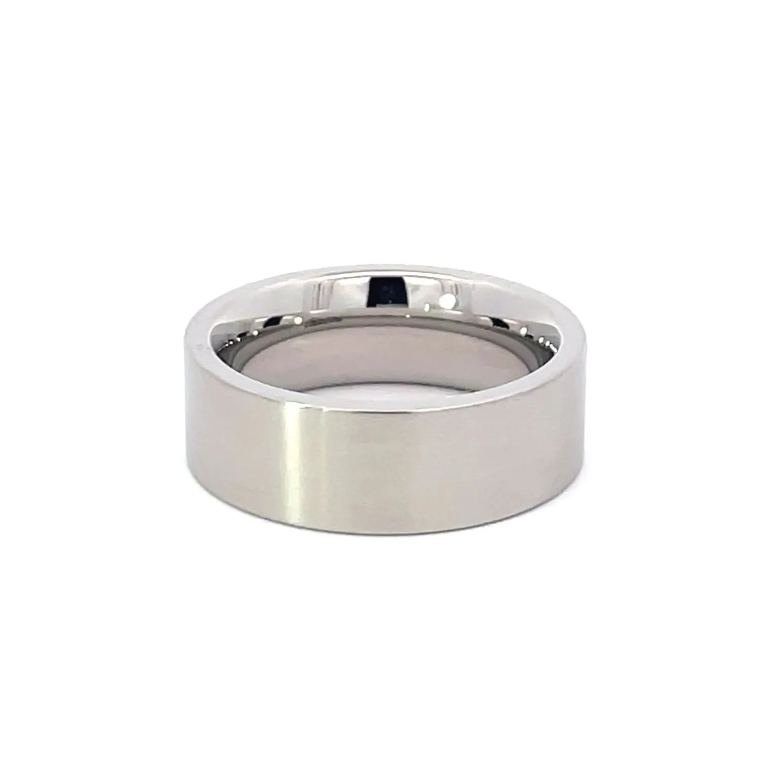 7.5mm Stainless Steel Flush Set Dot Diamond Ring - Size O