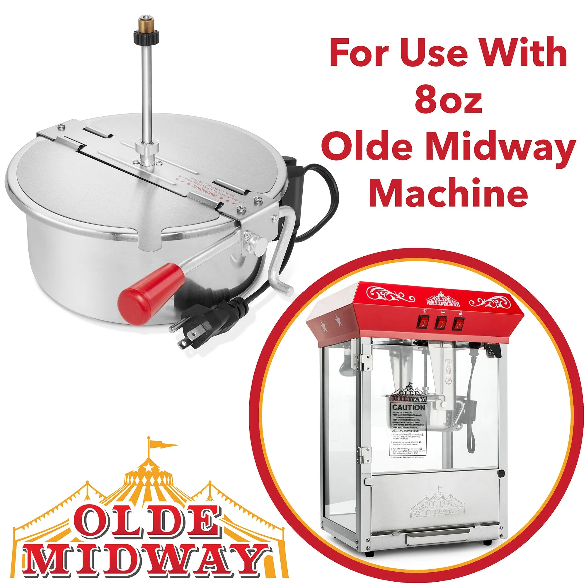 8-Ounce Popcorn Replacement Kettle for Olde Midway Popcorn Machines