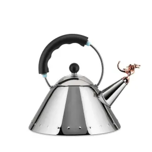 Alessi 9093REX Tea Rex kettle in steel with black colored handle