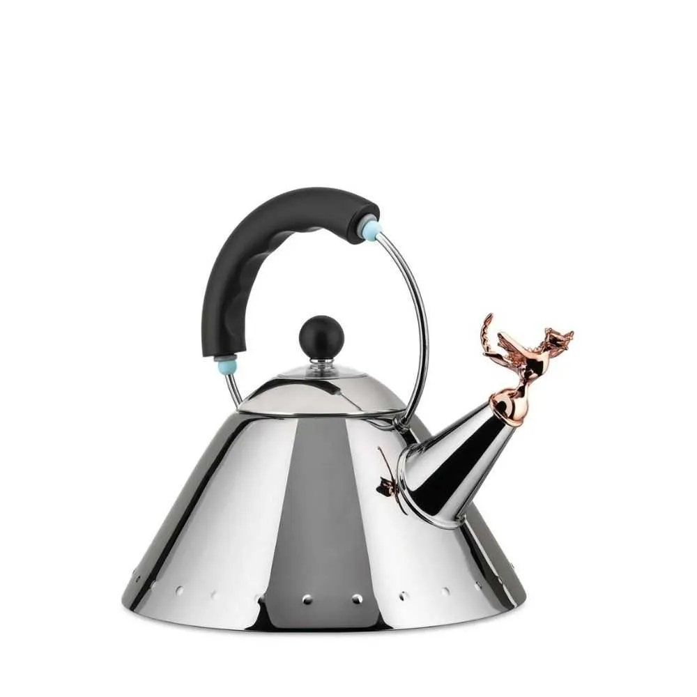 Alessi 9093REX Tea Rex kettle in steel with black colored handle