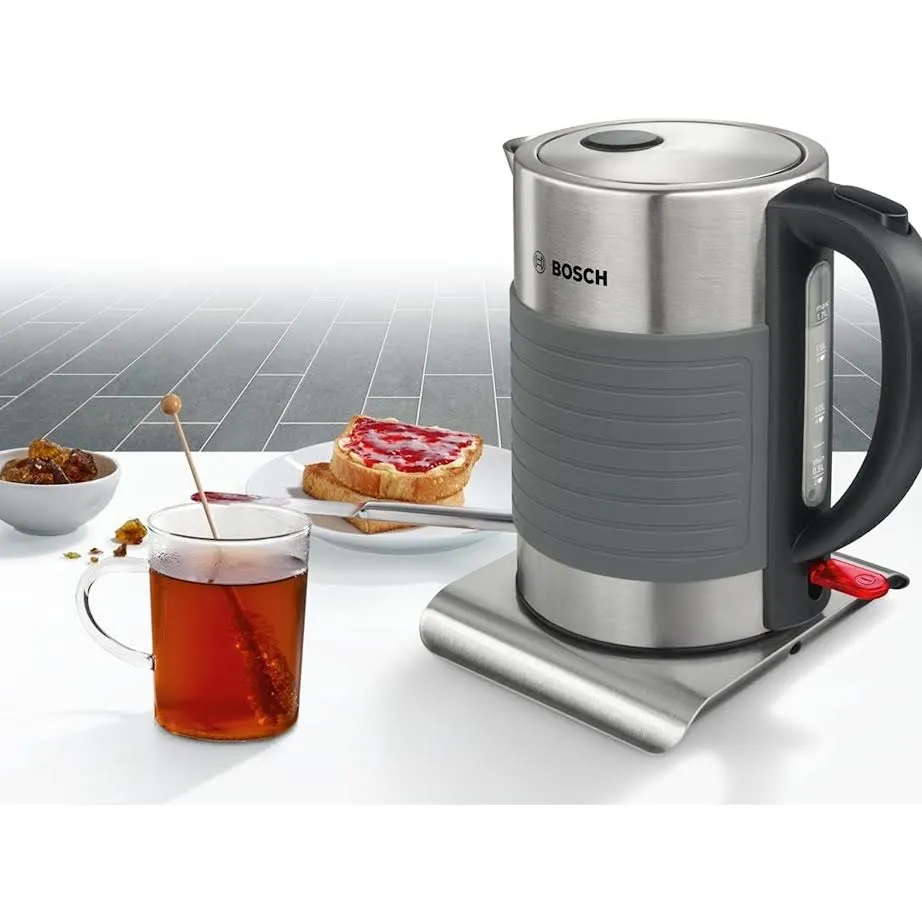 Bosch 1.7Lt Wireless Kettle Stainless Steel & Grey