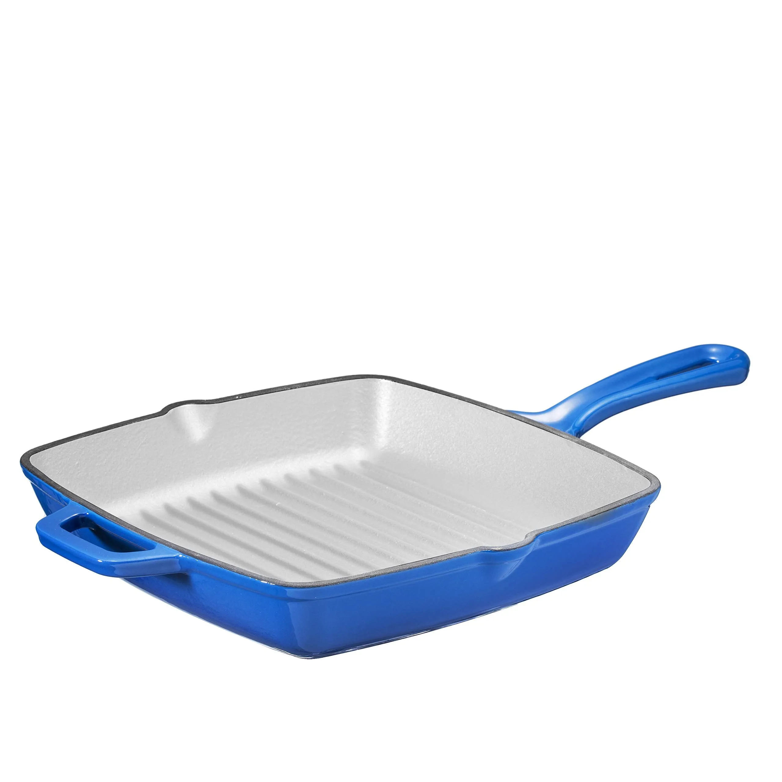 Bruntmor 10 Inch Square Cast Iron Grill Pan Skillet Grill Pan with Easy Grease Draining