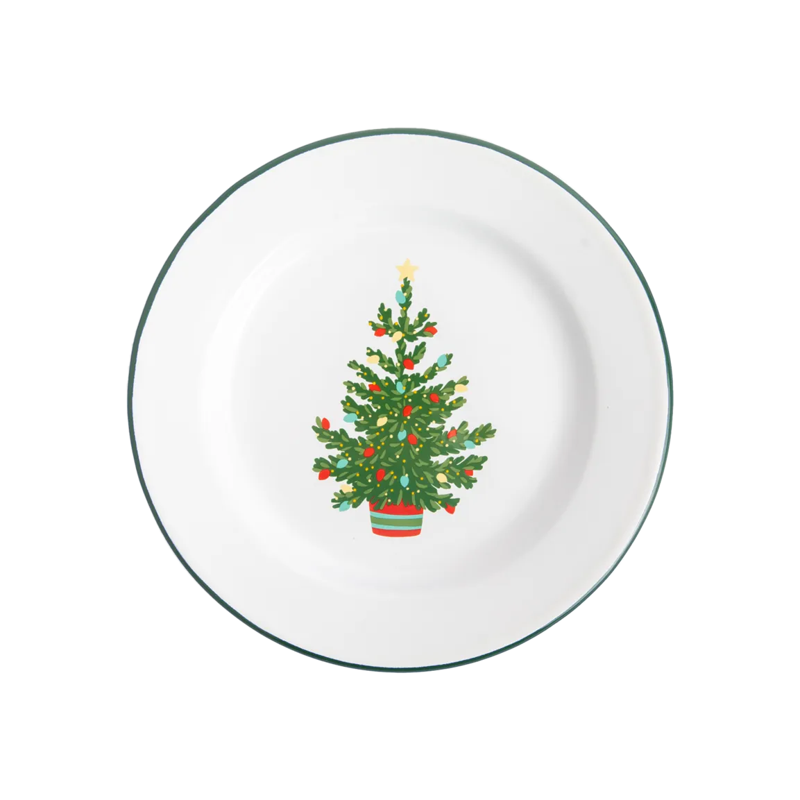 Christmas Tree Enamelware 8" Side Plate