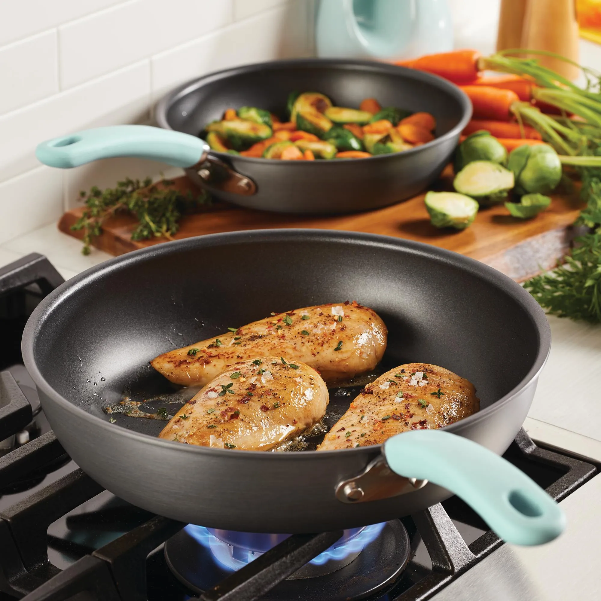 Create Delicious 9.5" and 11.75" Hard Anodized Nonstick Induction Frying Pan Set