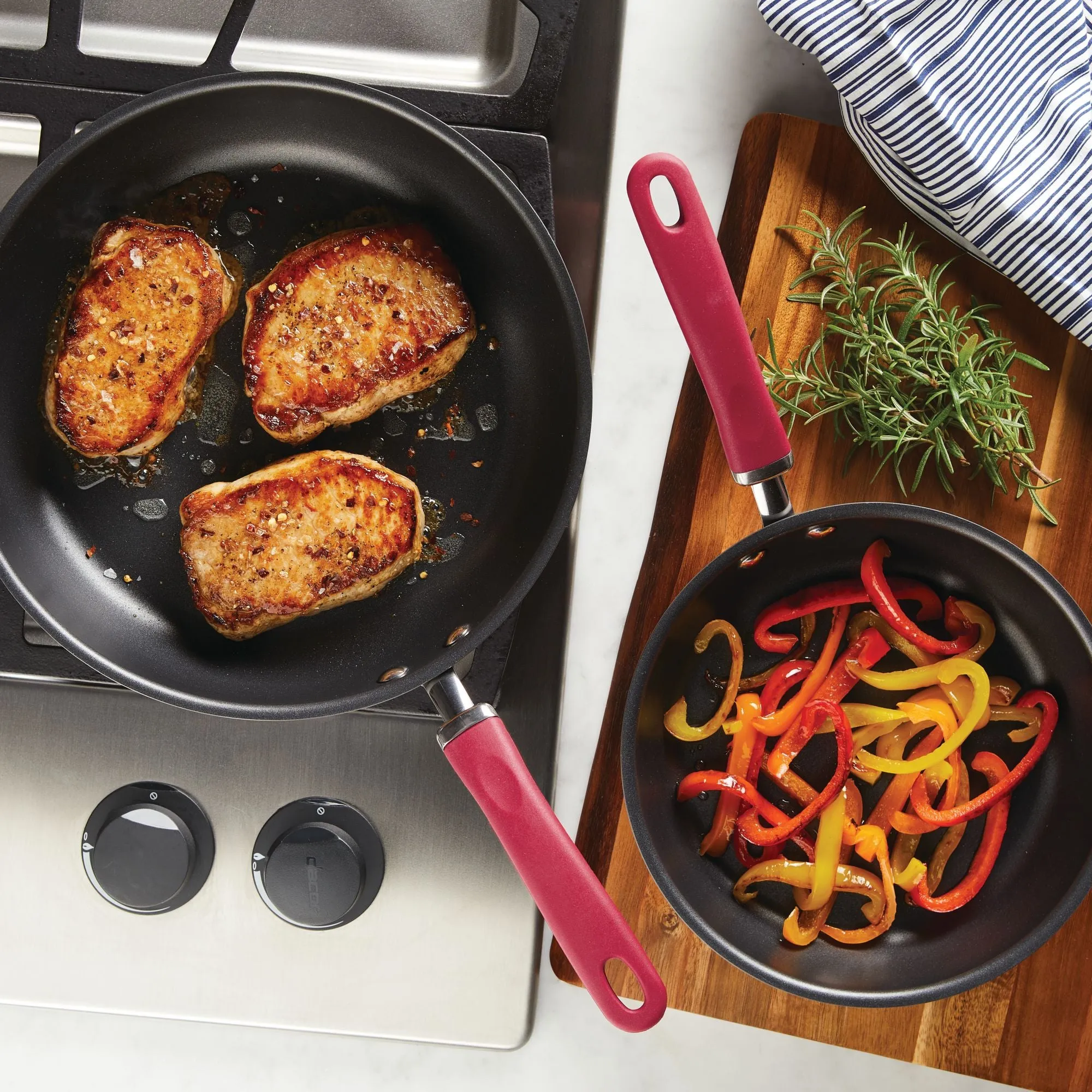 Create Delicious 9.5" and 11.75" Hard Anodized Nonstick Induction Frying Pan Set