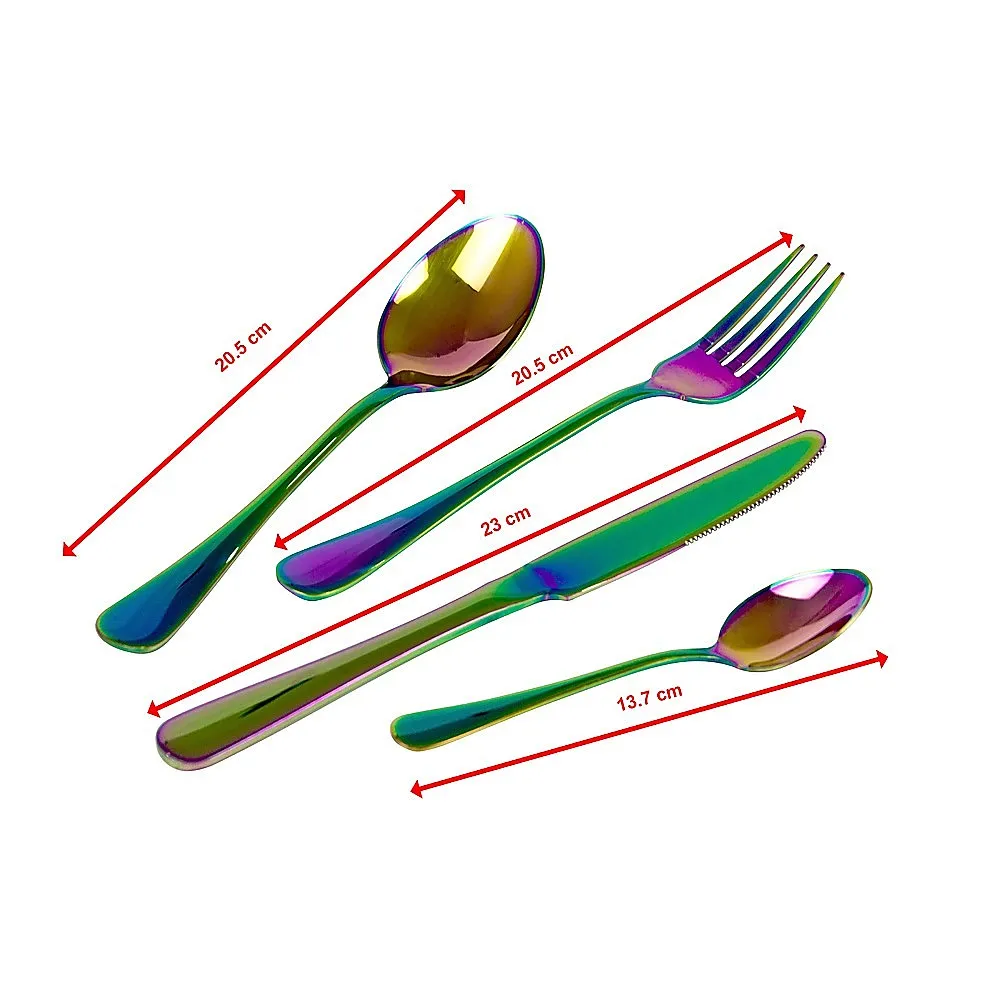 Durable Rainbow Stainless Steel Cutlery Set, 24pcs