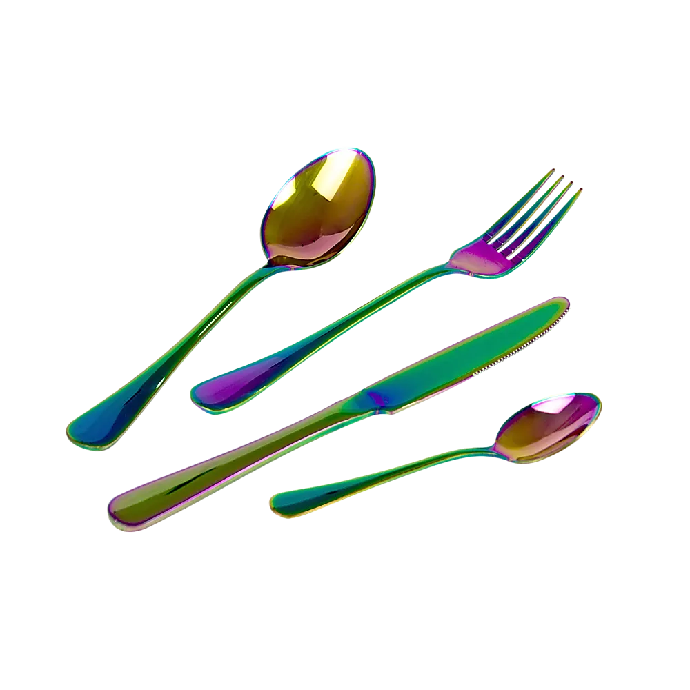 Durable Rainbow Stainless Steel Cutlery Set, 24pcs