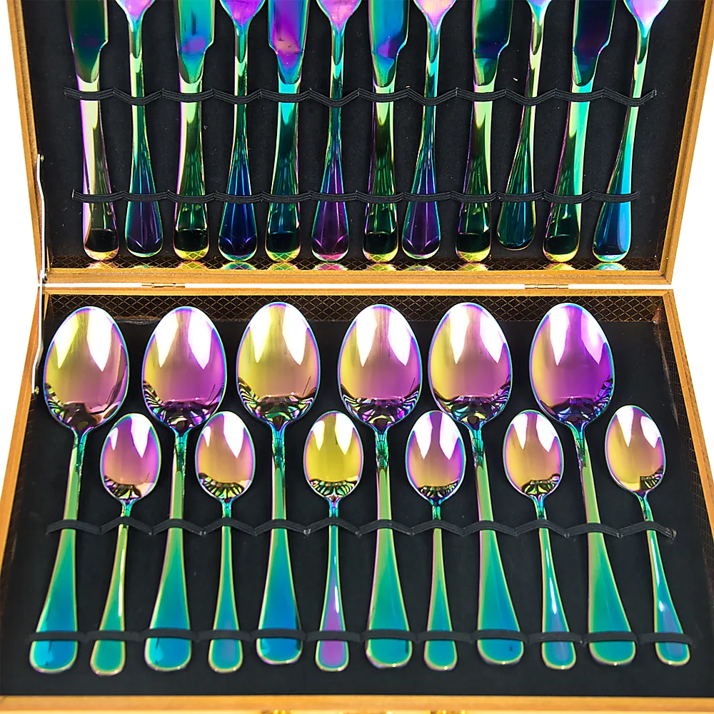 Durable Rainbow Stainless Steel Cutlery Set, 24pcs