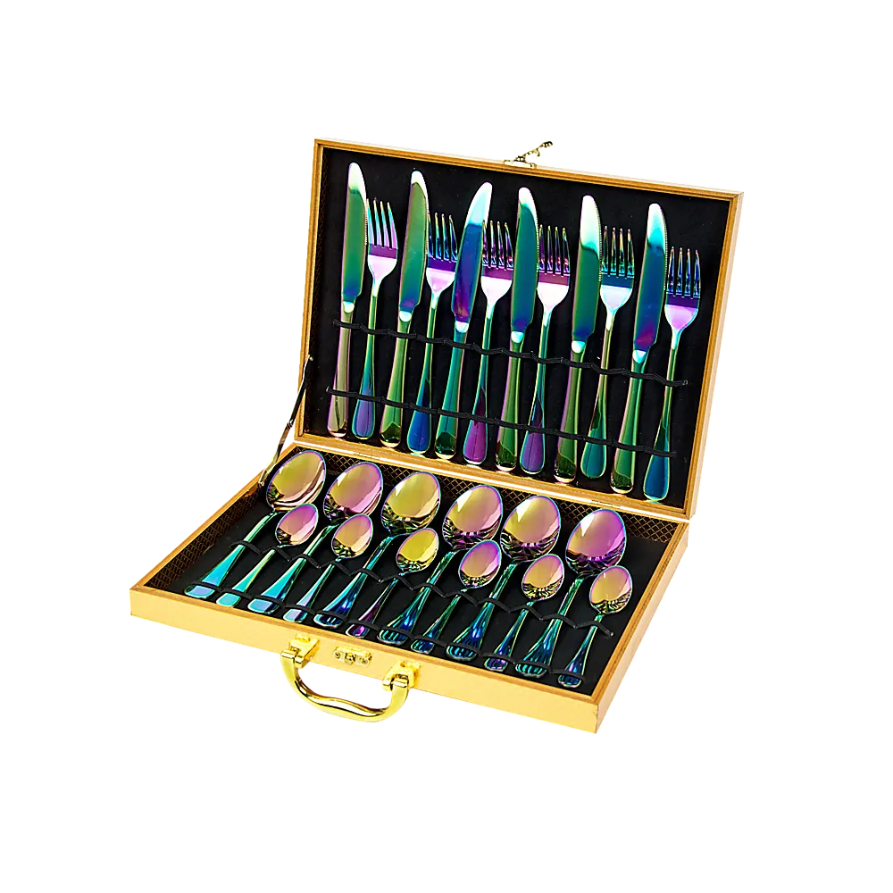 Durable Rainbow Stainless Steel Cutlery Set, 24pcs