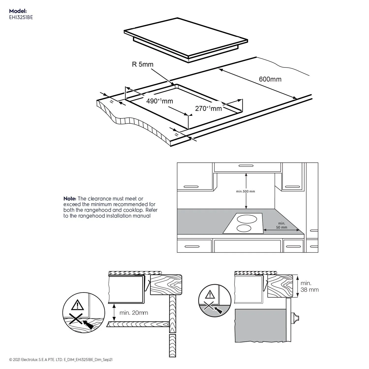 EHI3251BE 30CM BUILT-IN 2-ZONE INDUCTION HOB