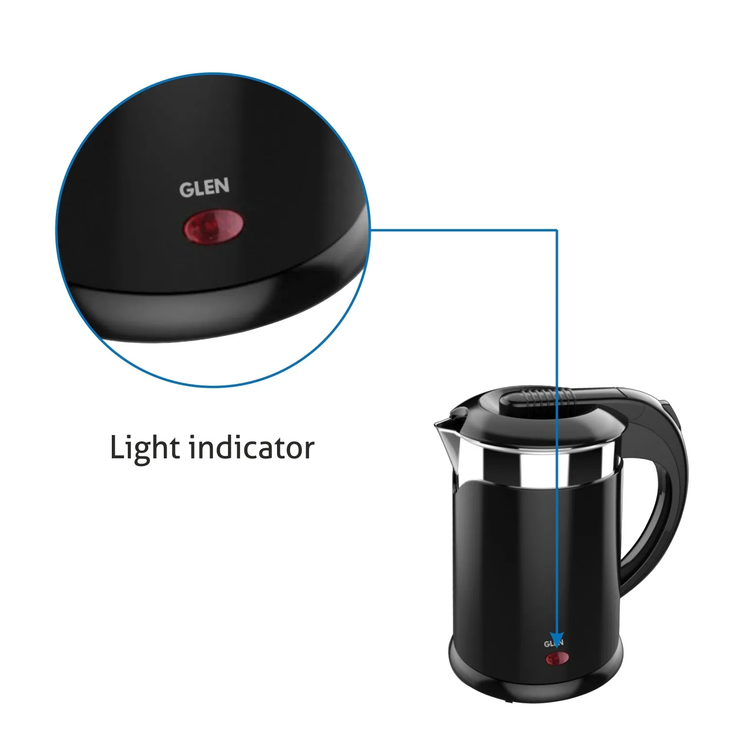 Electric Kettle Plastic Clad Stainless Steel  with 360° Rotational Base 1.2 Litre 1350 W - Black (9015 DX)