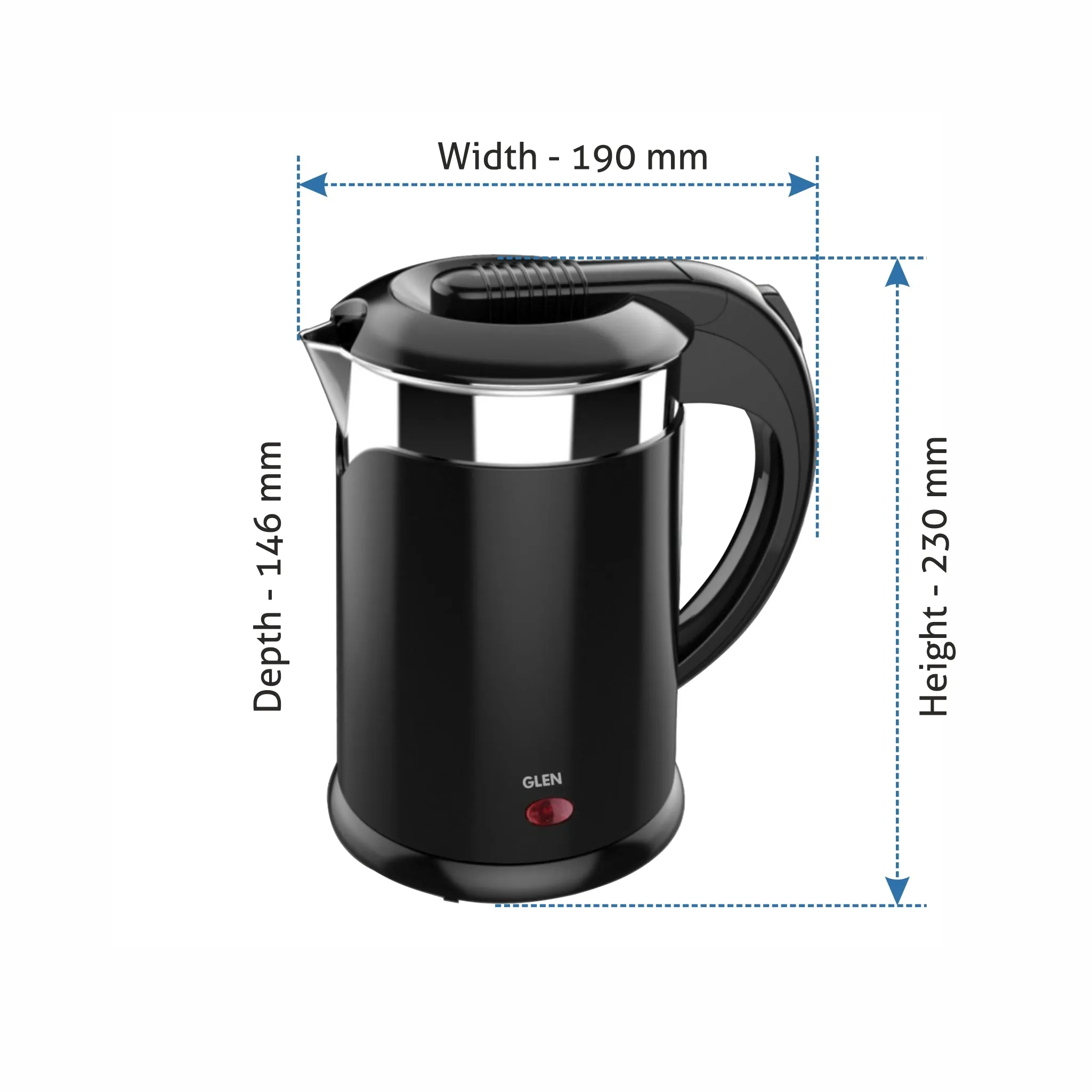 Electric Kettle Plastic Clad Stainless Steel  with 360° Rotational Base 1.2 Litre 1350 W - Black (9015 DX)