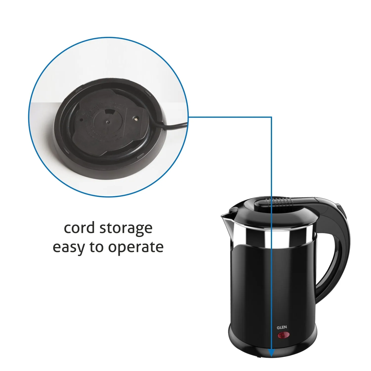 Electric Kettle Plastic Clad Stainless Steel  with 360° Rotational Base 1.2 Litre 1350 W - Black (9015 DX)