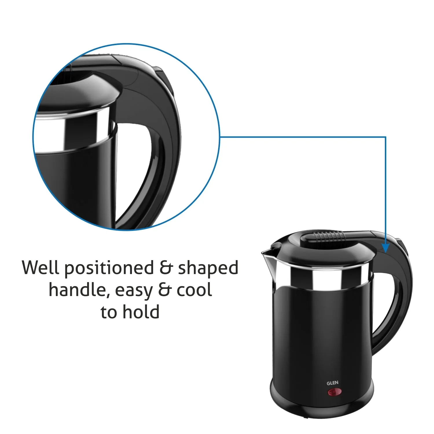 Electric Kettle Plastic Clad Stainless Steel  with 360° Rotational Base 1.2 Litre 1350 W - Black (9015 DX)