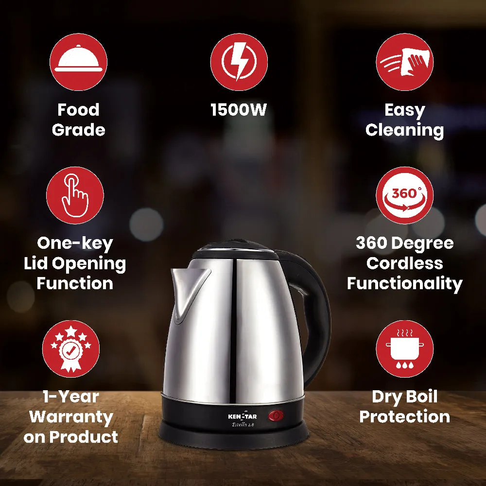 ESTELLA 1.8 Litre 1500W, Electric Kettle with Cordless Functionality