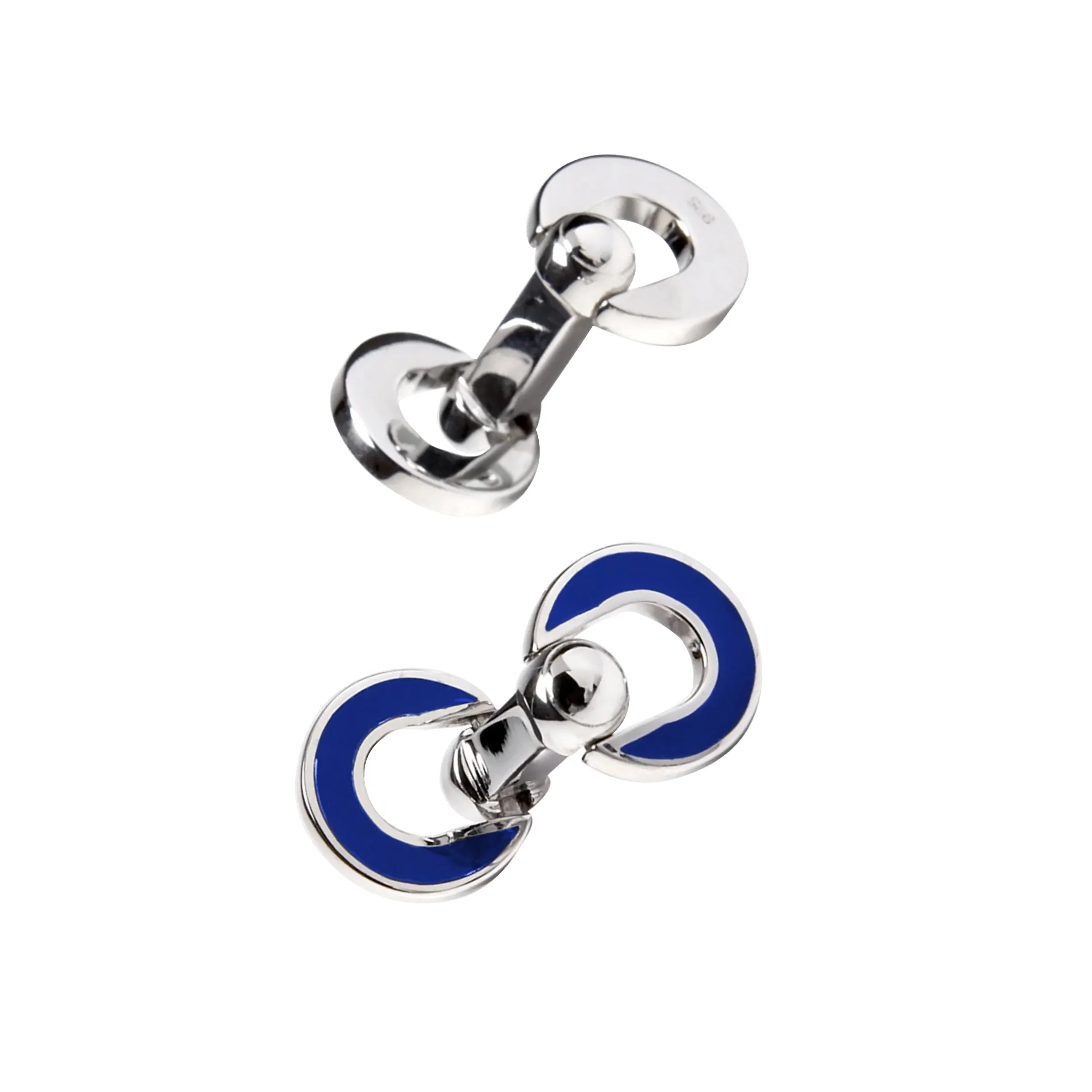 Horseshoe Flip Sterling Blue Cufflinks