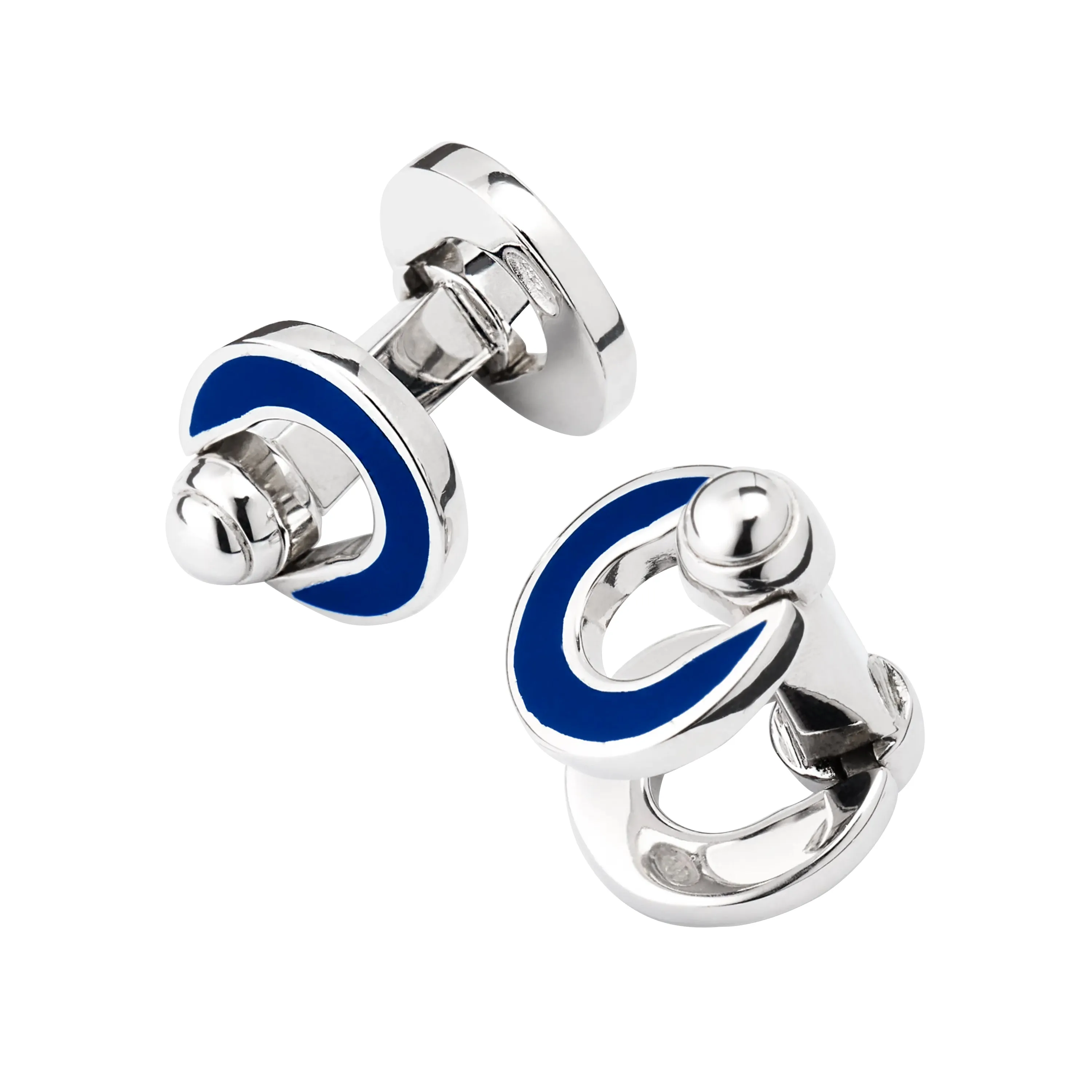 Horseshoe Flip Sterling Blue Cufflinks