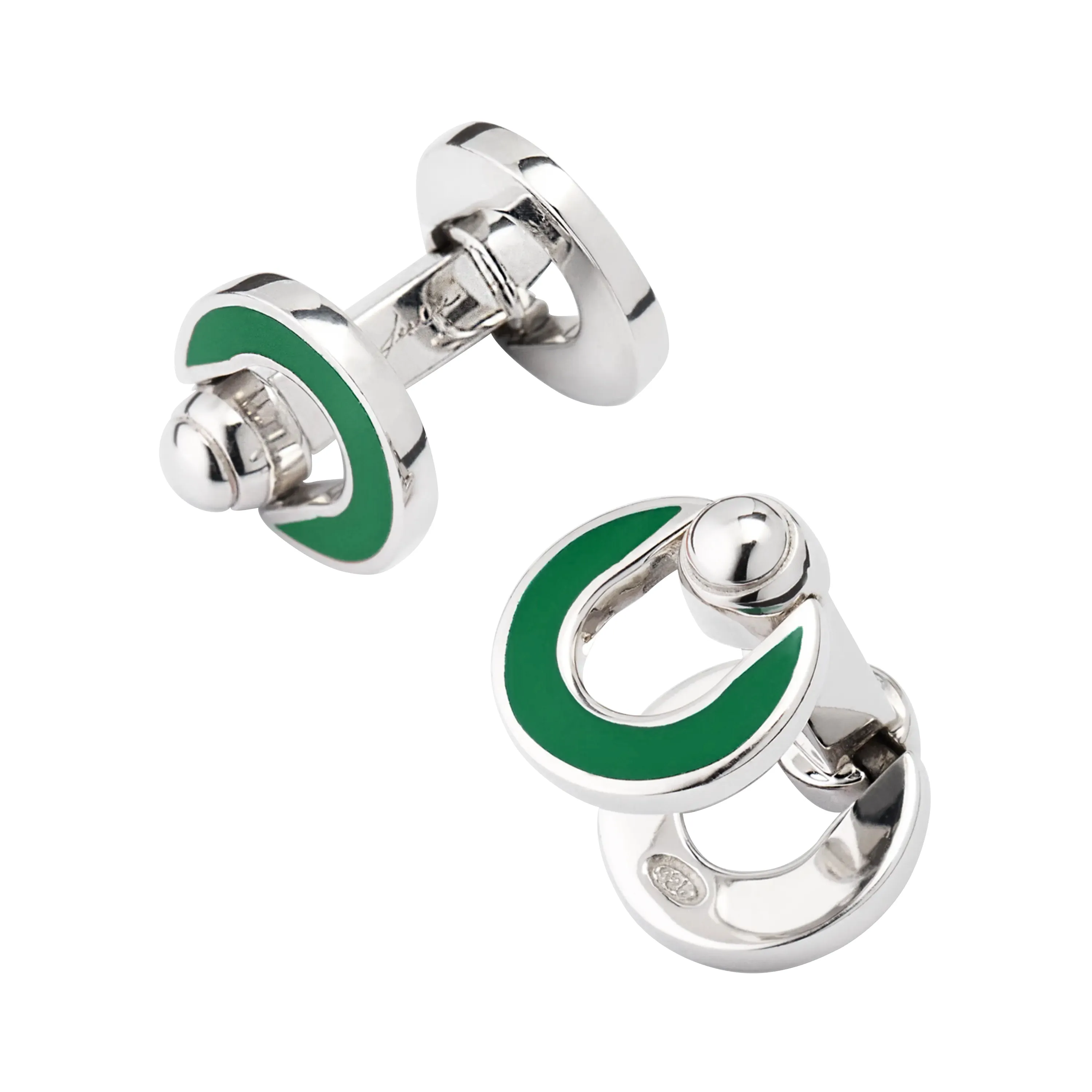 Horseshoe Flip Sterling Green Cufflinks