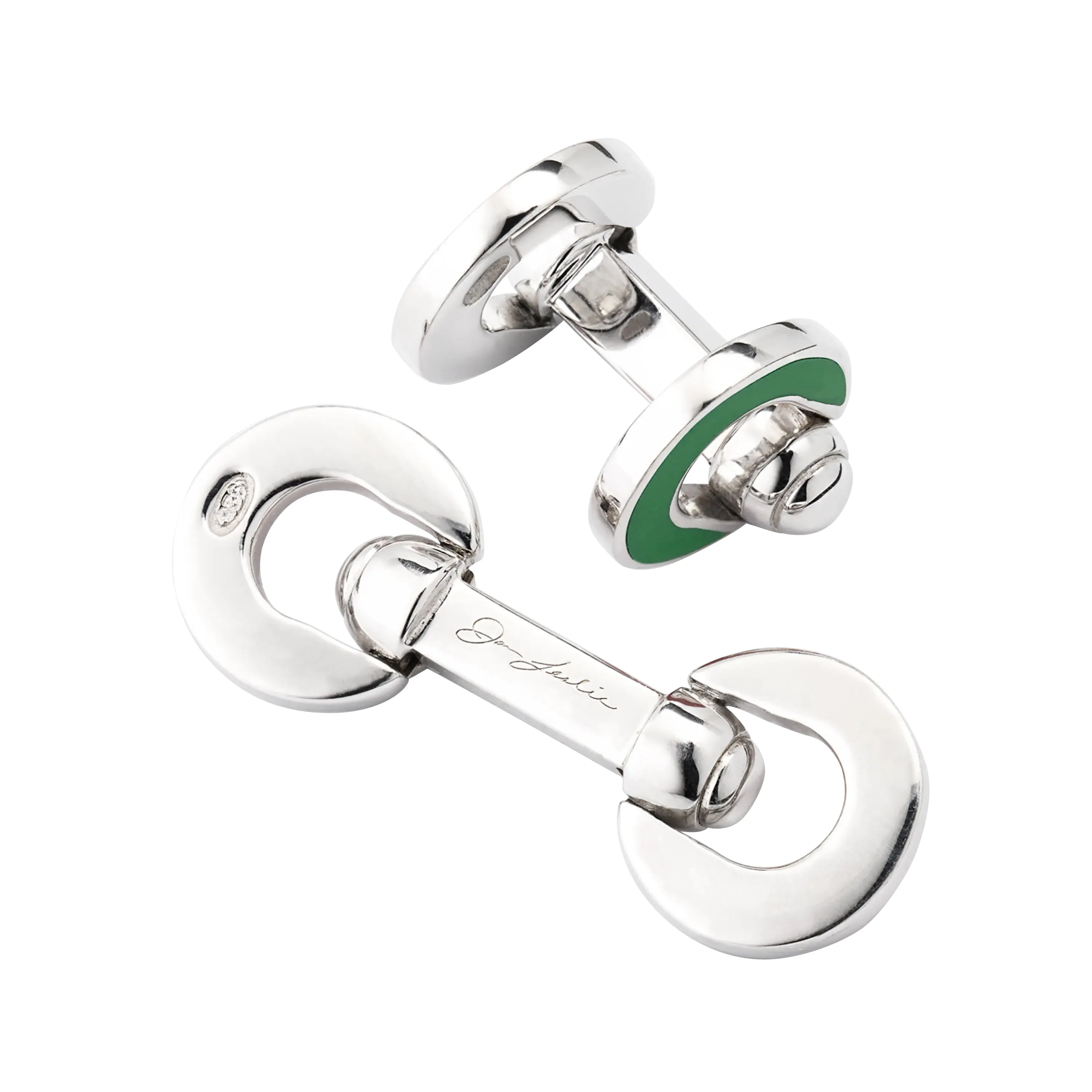 Horseshoe Flip Sterling Green Cufflinks