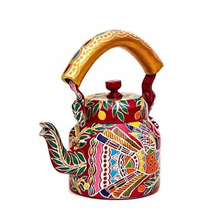 Hand-Painted Kaushalam Tea Kettle - Peacock Design