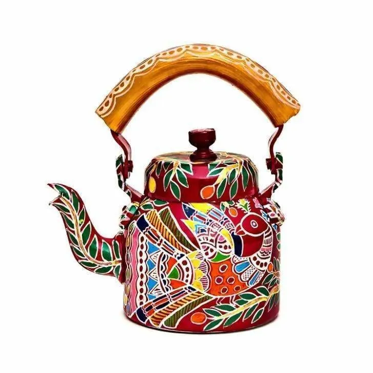 Hand-Painted Kaushalam Tea Kettle - Peacock Design