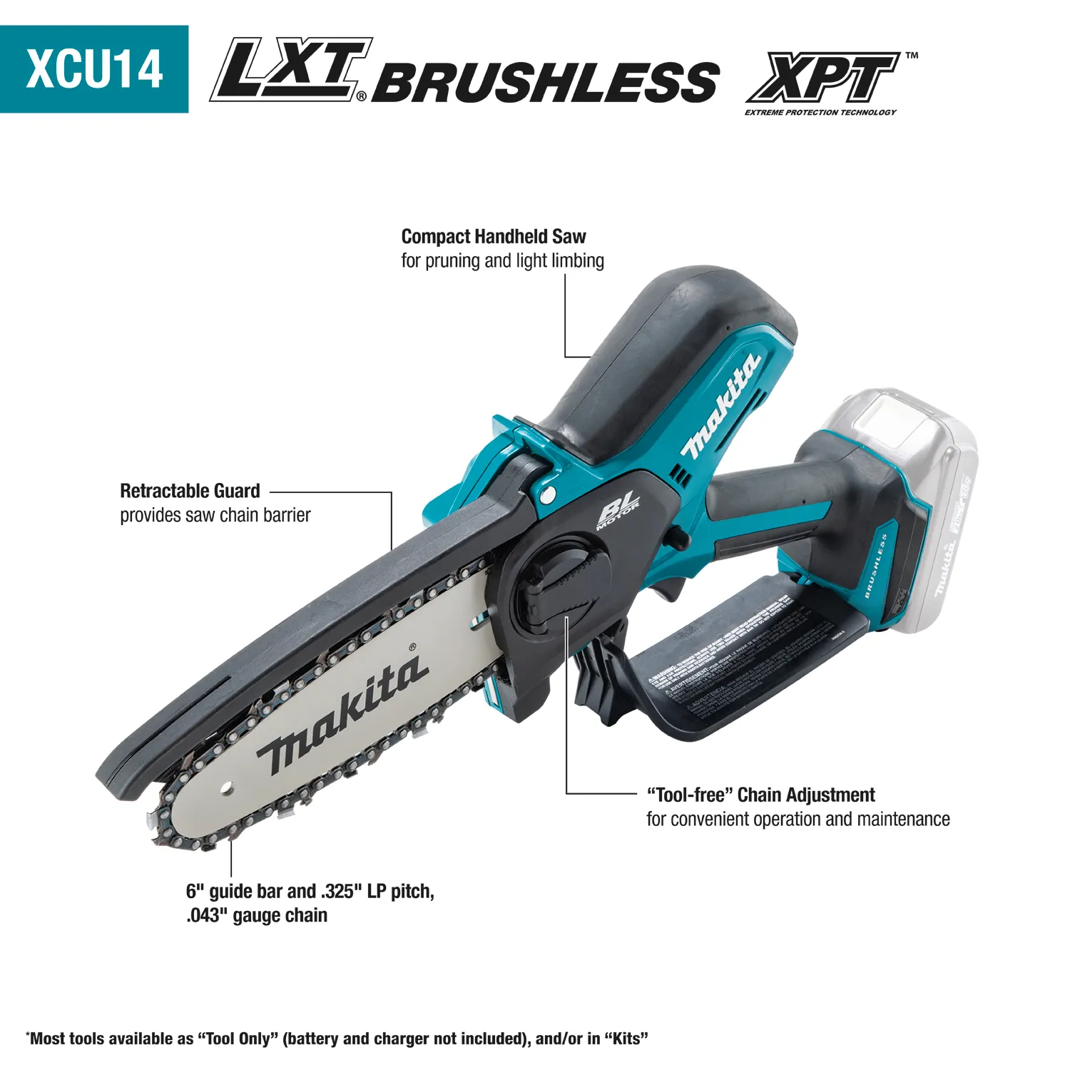 Makita XCU14Z 18V Cordless 6" Pruning Chain Saw (Tool Only)