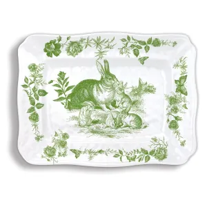 Michel Design Works "Bunny Toile" Large Rectangular Melamine Platter