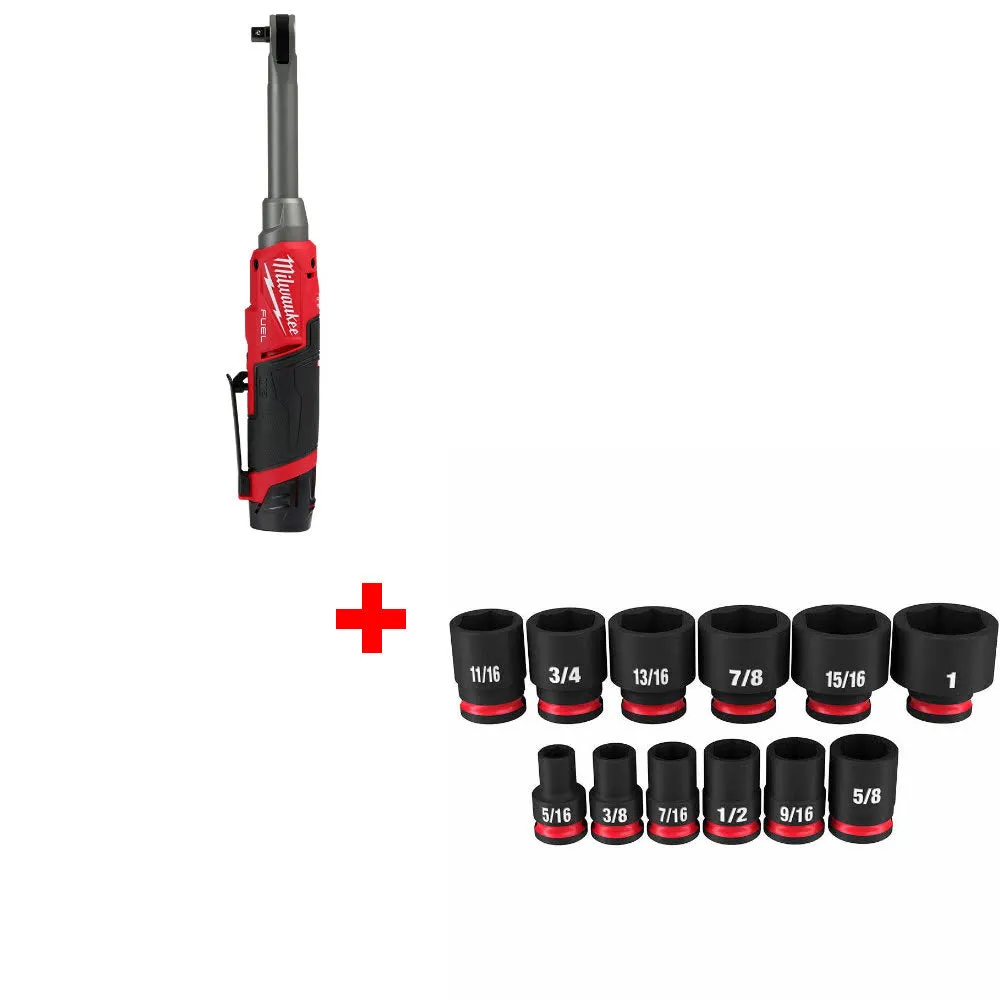 Milwaukee 2569-21 M12 FUEL 3/8" Ratchet Kit W/ FREE 49-66-7005 12PC Socket Set