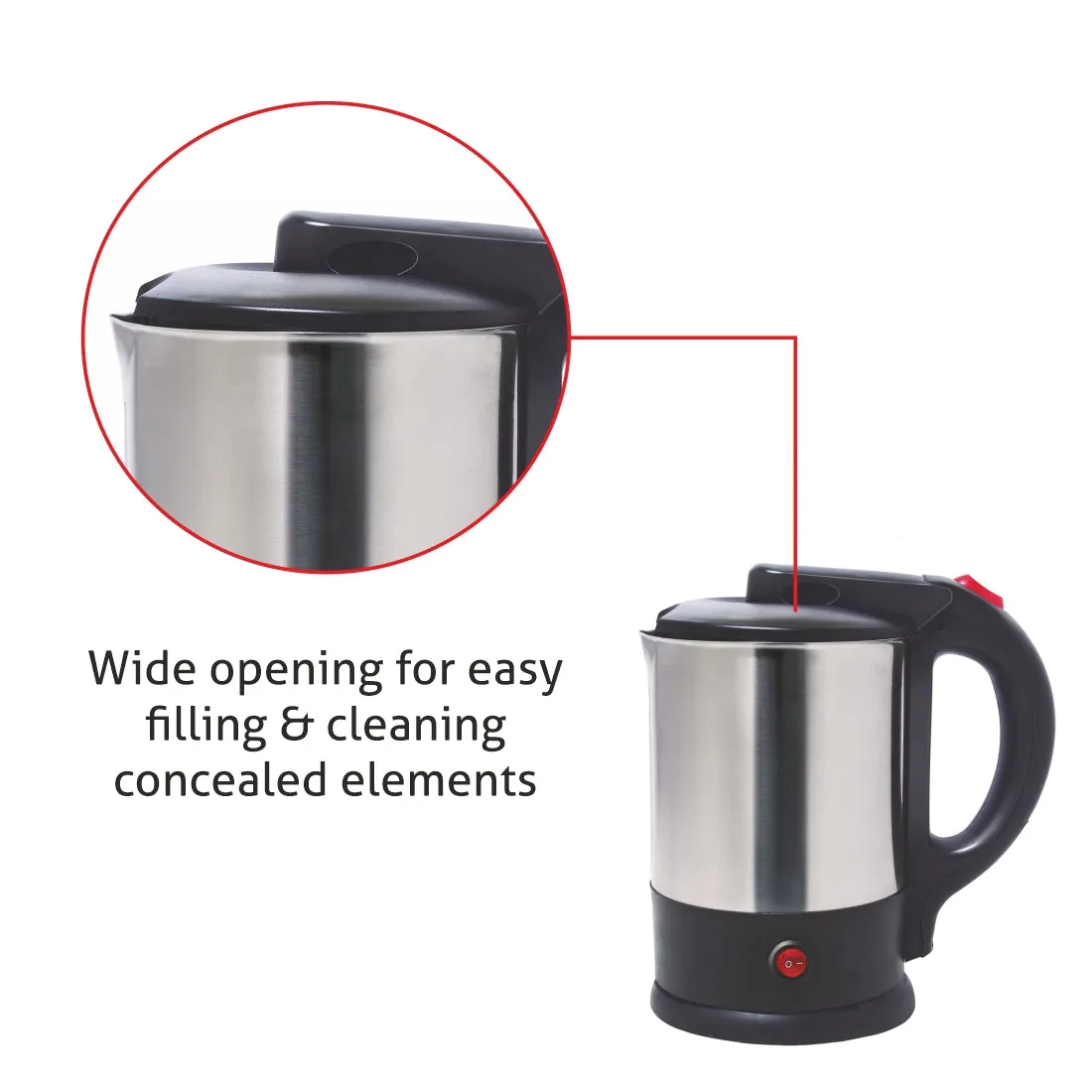 Multi Function Electric Kettle Tea Maker, 1.5 Litre with 360° Rotational Base 1500W - Silver and Black (9014)