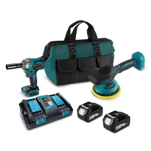 ONEVAN 1/2" Brushless Impact Wrench & Cordless Polishing Machine 2‑Pc. Combo Kit 6.0Ah