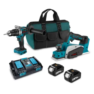 ONEVAN 2-Piece Combo Kit: 13mm Brushless Electric Drill & 18V Cordless Handheld Planer with 6.0Ah Battery