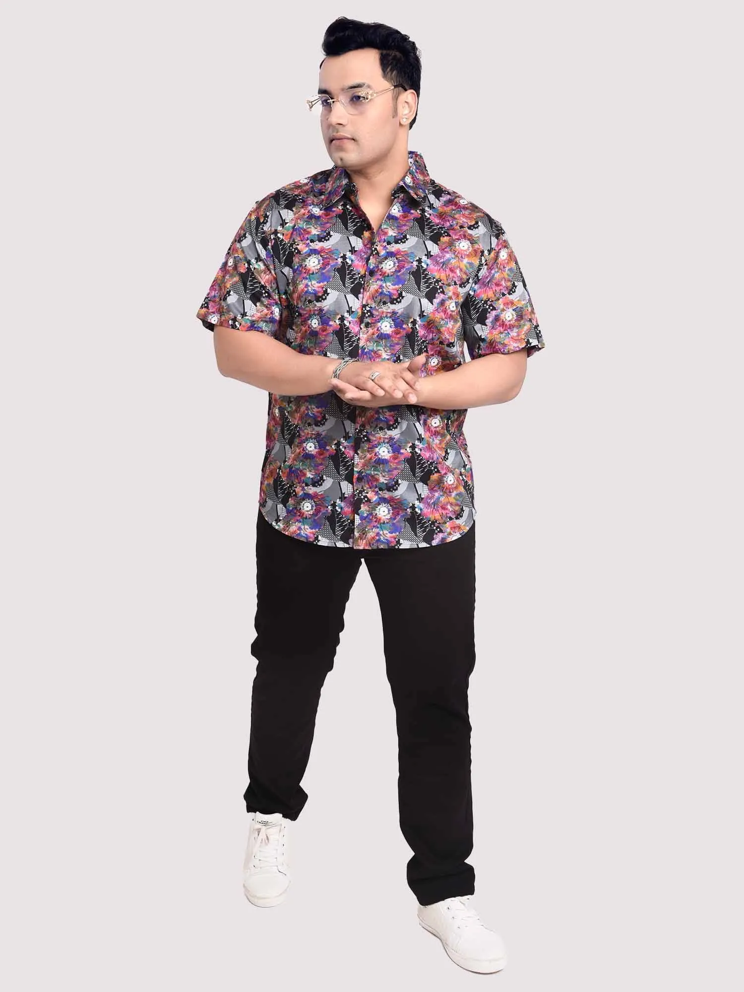 Painterly Digital Printed Shirt Men's Plus Size