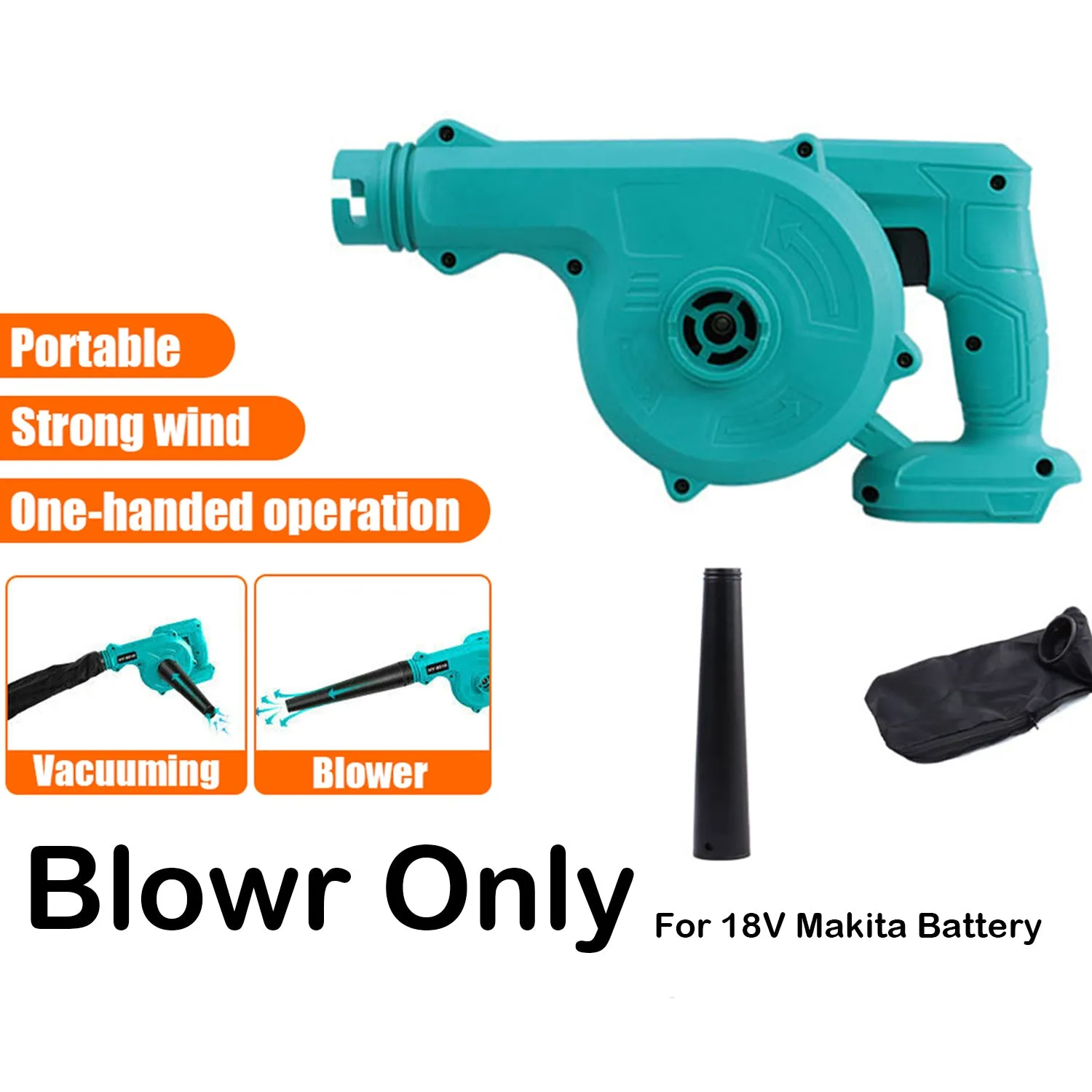 Powerful Cordless Electric Leaf Blower, Variable Speed 18V