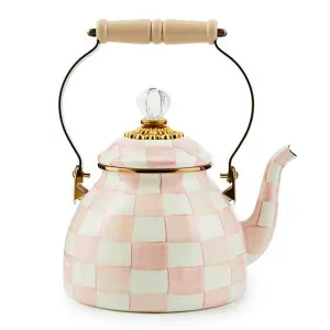 *PRE ORDER* MacKenzie Childs Rosy Check Enamel Tea Kettle - 2 Quart