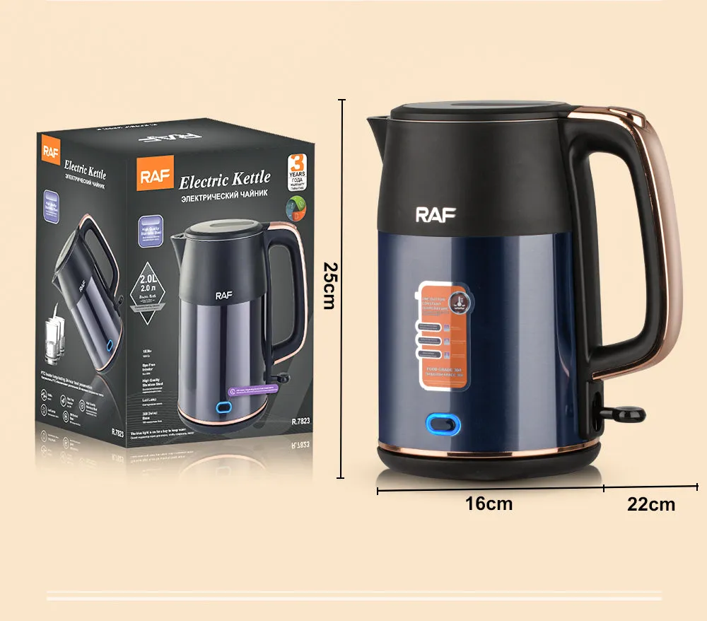 RAF Electric Kettle | 2L Capacity | 1800W | High Quality Stainless Steel