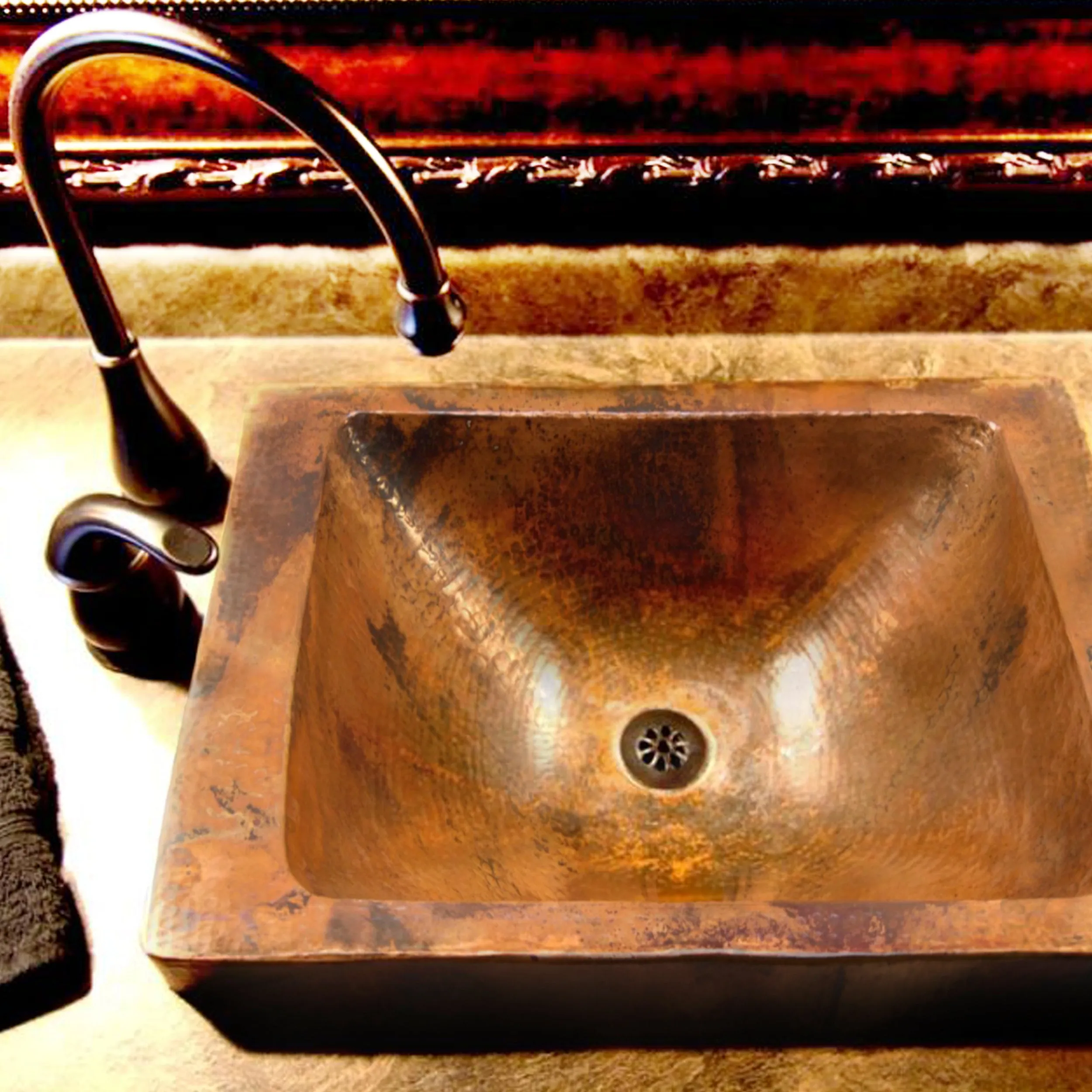 Rectangular Copper Drop-In Bath Sink in Natural TCU-013NA