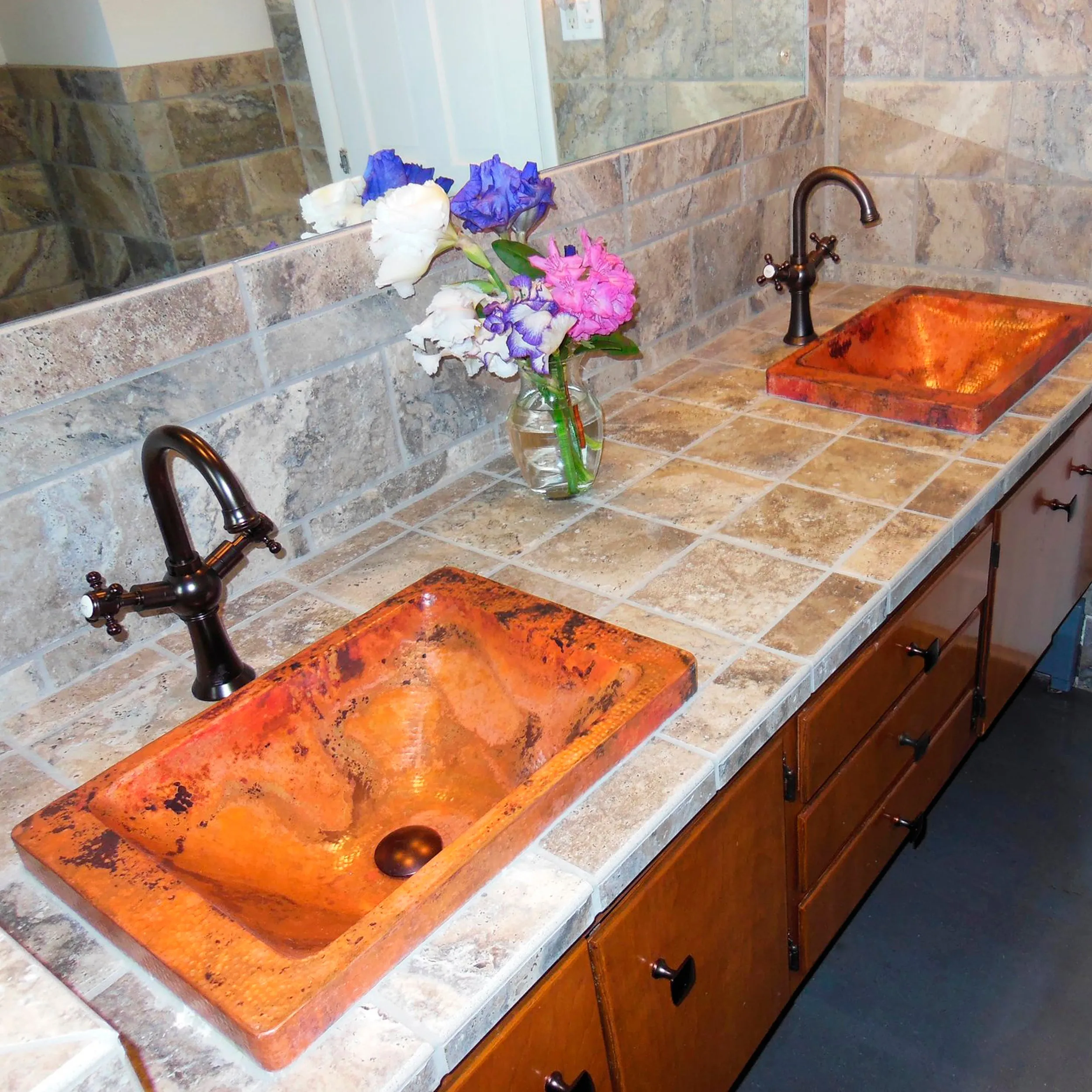 Rectangular Copper Drop-In Bath Sink in Natural TCU-013NA