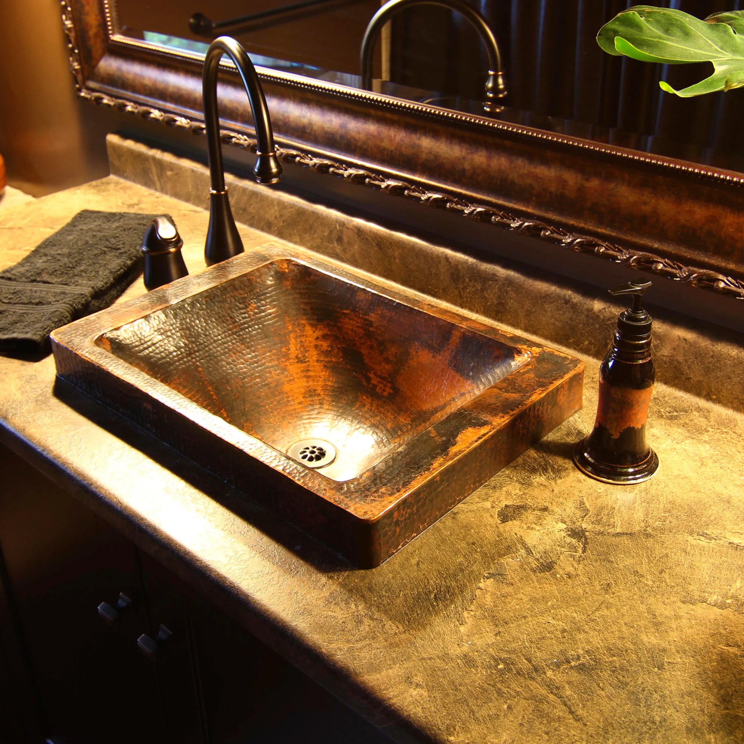 Rectangular Copper Drop-In Bath Sink in Natural TCU-013NA