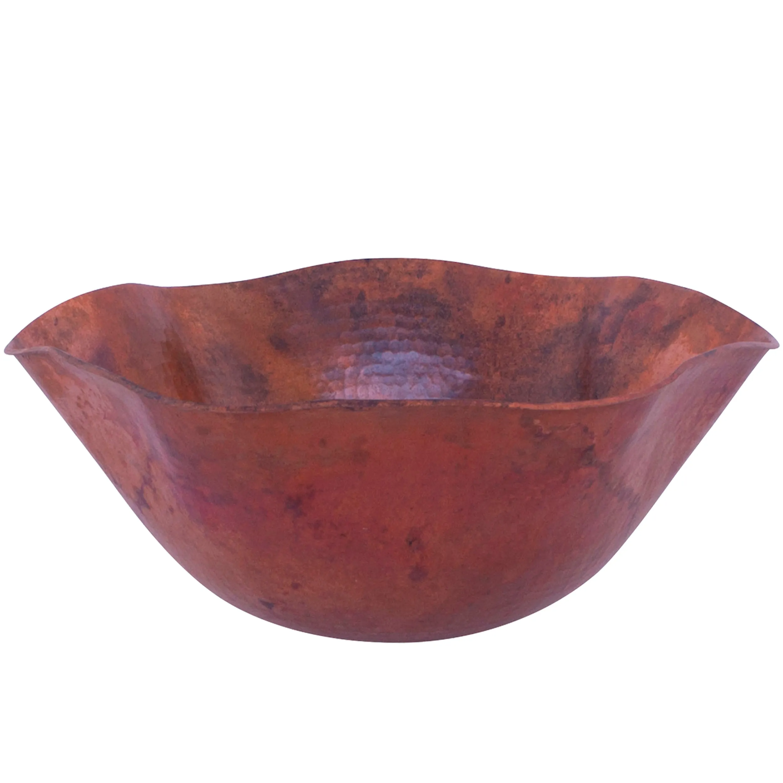 Scalloped Hammered Copper Vessel Sink in Natural TCV-005NA