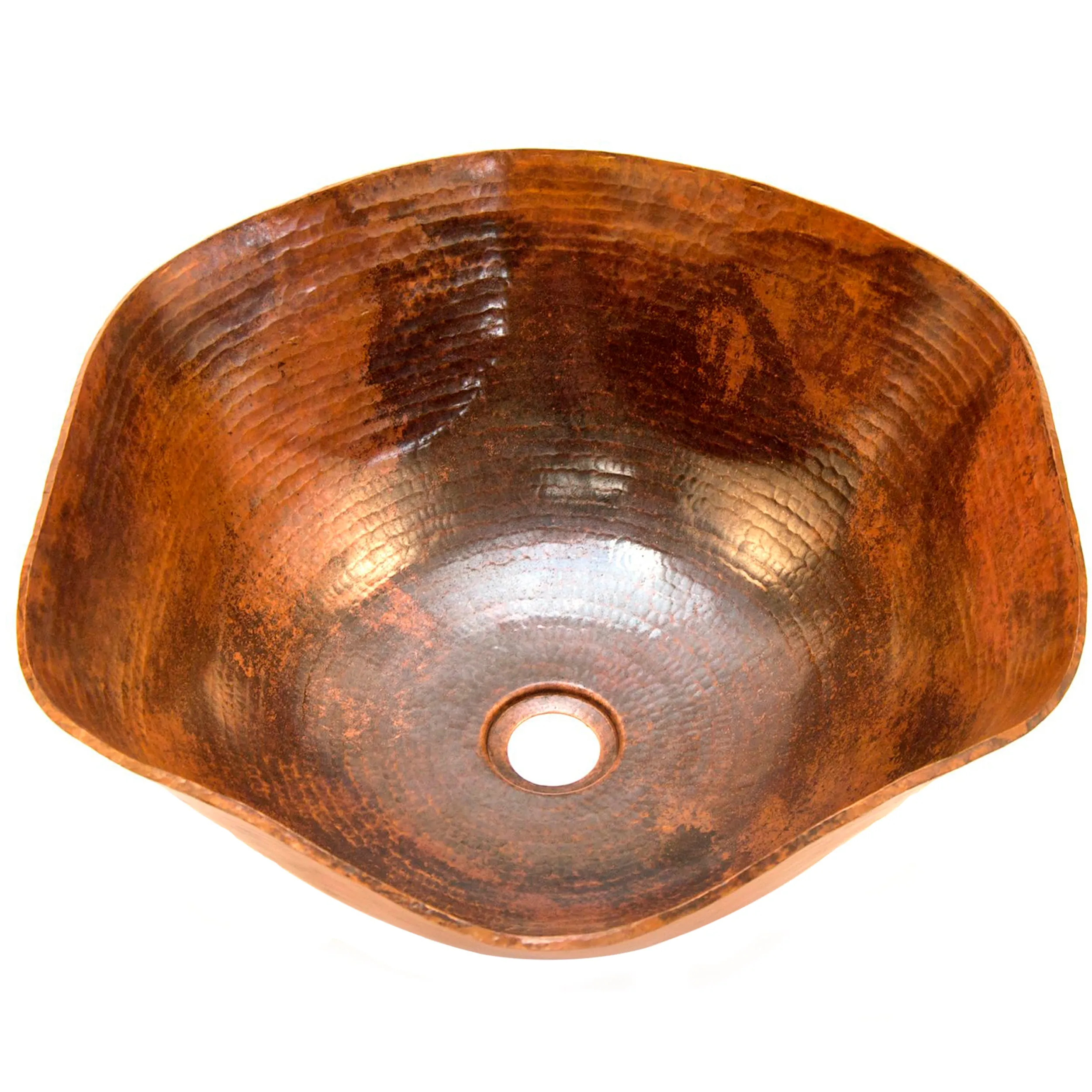 Scalloped Hammered Copper Vessel Sink in Natural TCV-005NA