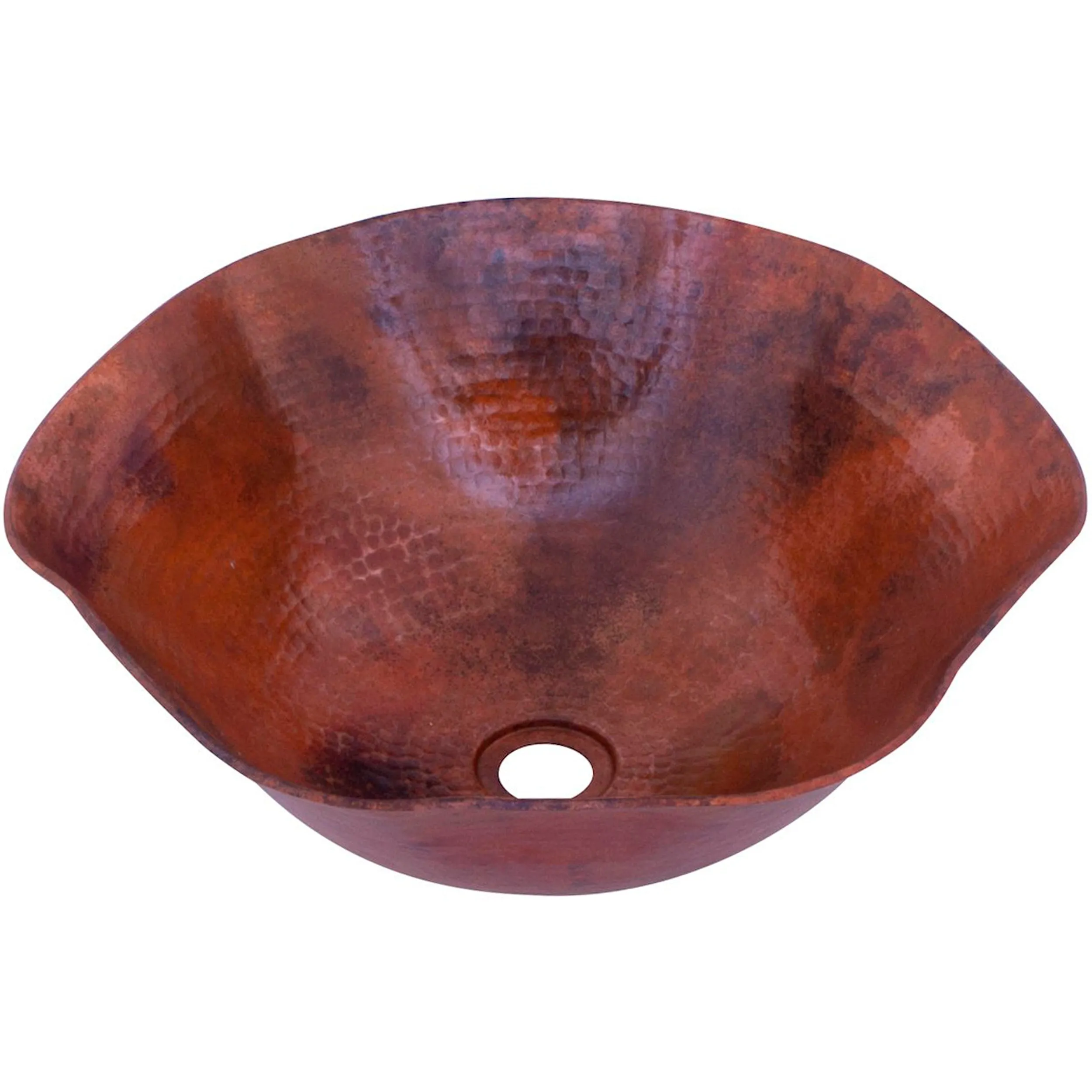 Scalloped Hammered Copper Vessel Sink in Natural TCV-005NA