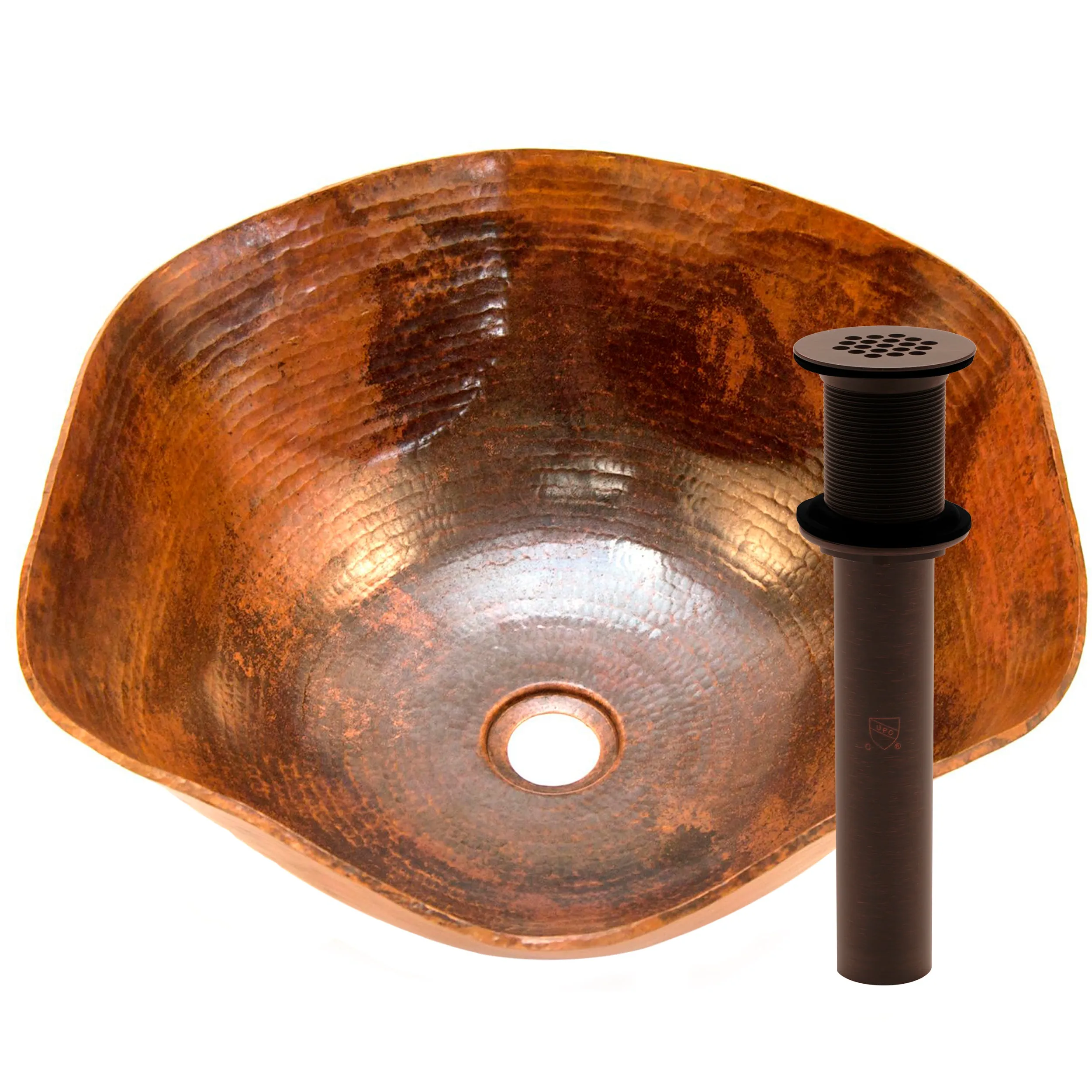 Scalloped Hammered Copper Vessel Sink in Natural TCV-005NA